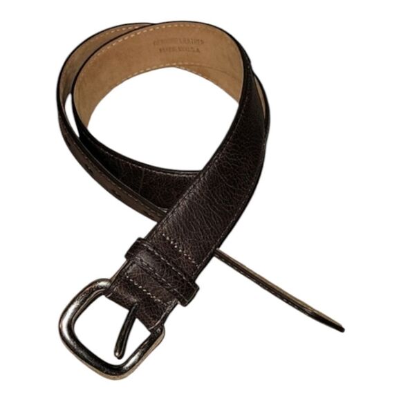 Peter Millar Crown Pilot Mill Dark Brown Leather Belt 34  $148 EXCELLENT - Picture 1 of 11
